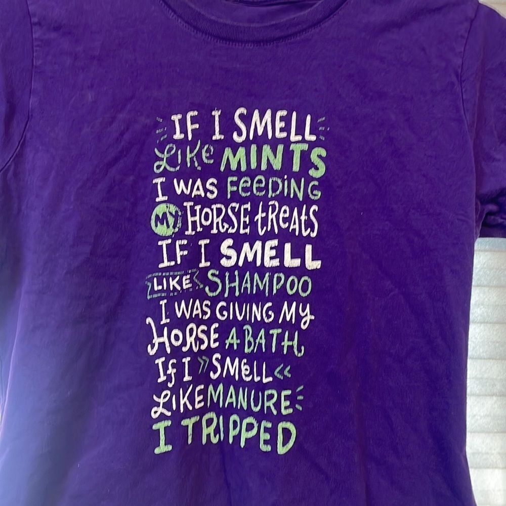GIRLS purple cute horse shirt - Picture 4 of 7